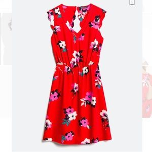 NWT Scallop Detail Dress, Red Floral, Large